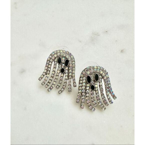 No Brand Jewelry - Iridescent ghost rhinestone Halloween earrings